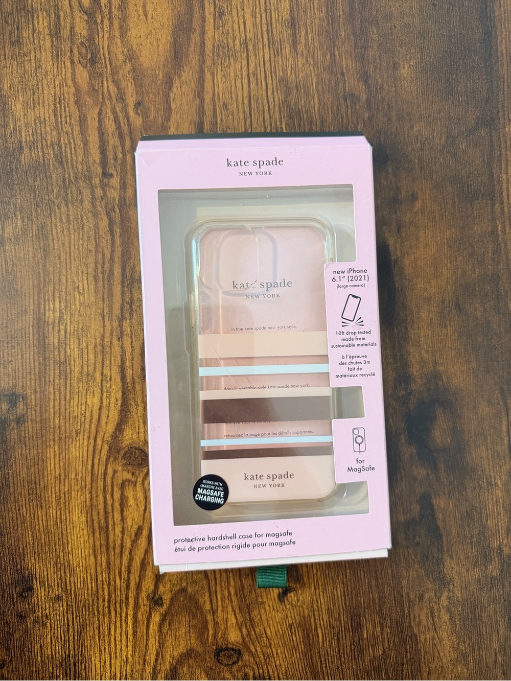 Kate Spade New York iPhone 13/Pro 6.1” MagSafe Case Pink White Rose Gold w/ Box